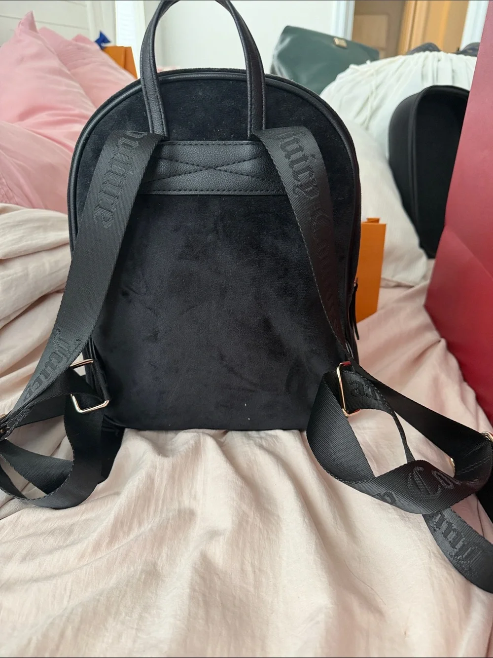 Juicy Couture Black Crystal 'Juicy' Logo Mini Backpack